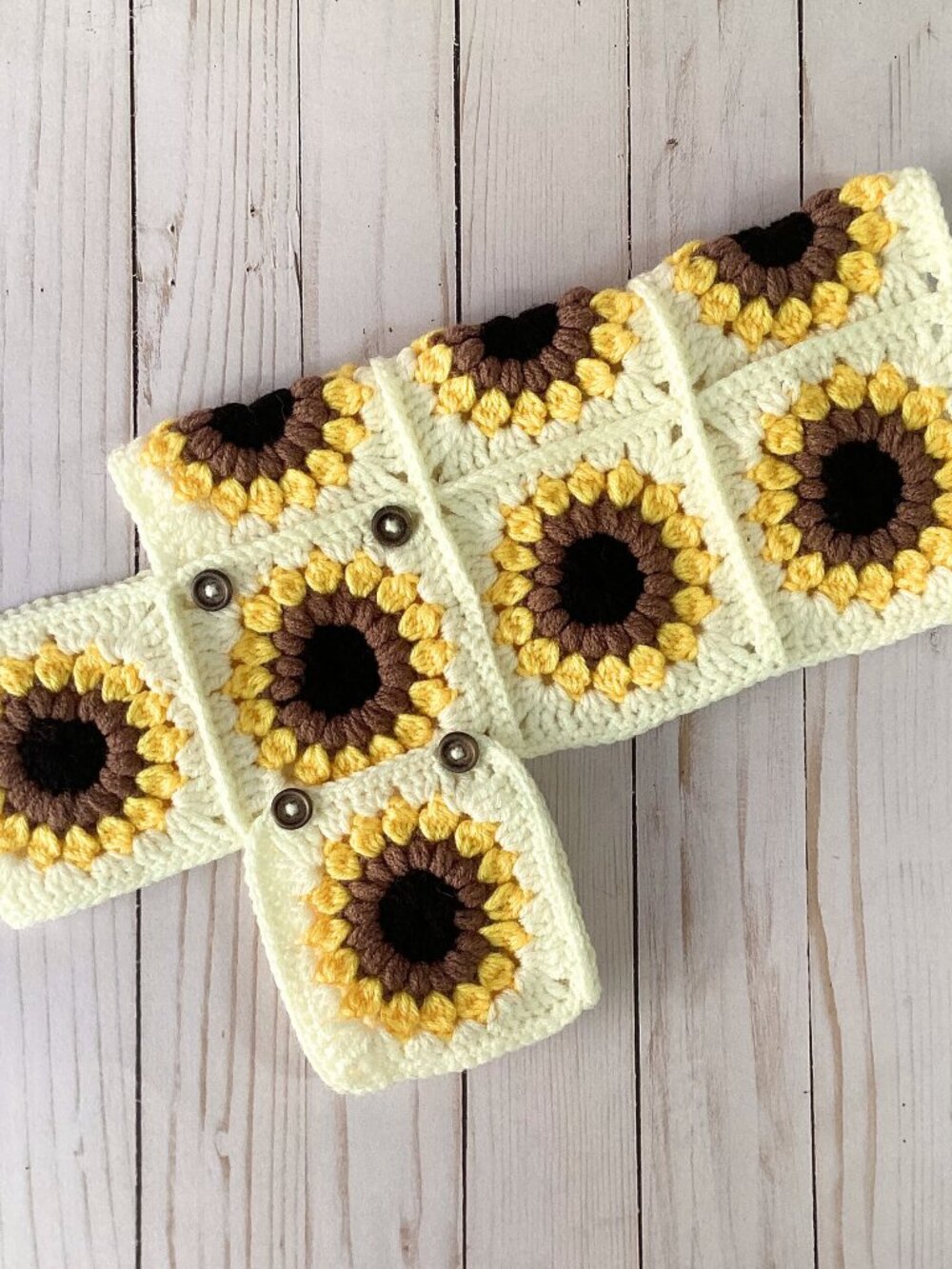 Handmade Crocheted Dog Coat with Sunflowers (Size Small/Medium)